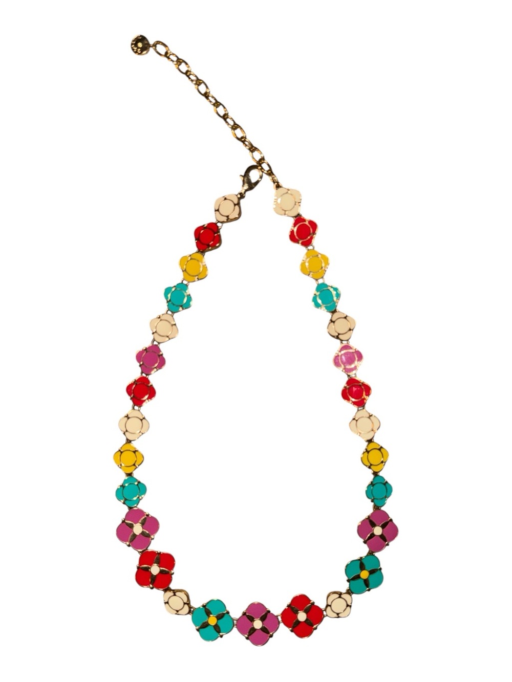 TALBOT’S Gold Tone Multicolored Geometric Shape Link Statement Necklace EUC